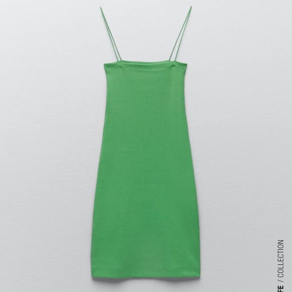 Zara | Dresses | Zara Green Ribbed 